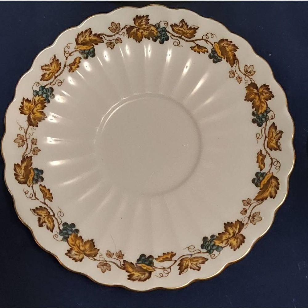 Lot of 5 Vintage Spode Monticello Vine Bone China Saucers. No chips or cracks.